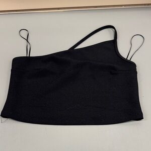 Abercrombie & Fitch Black One-Shoulder Cropped Tank Top